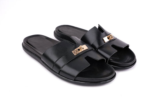Black Buckle Slides