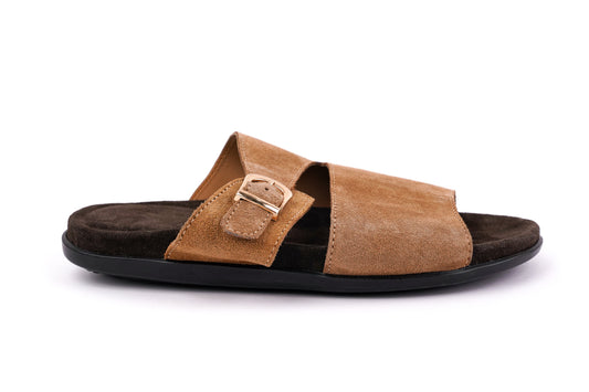 Camel Suede Leather Slides